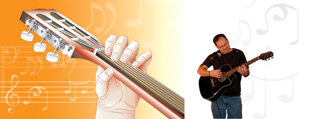 Guitar and Hand Illustration by Rick Clement